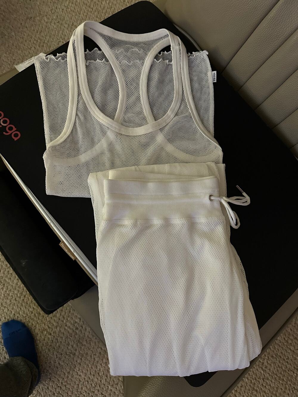 Vintage Bebe Sheer Mesh Racerback Tank Top and Pants Set Lg.